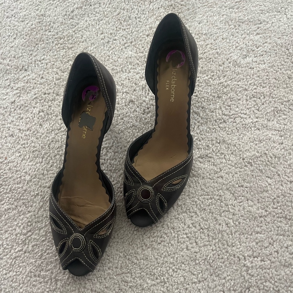 Liz Claiborne Black Open Toe Heels